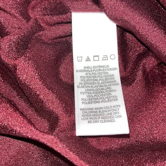 Dress The Population Alondra Sheath Blouson Pencil V-Neck Dress Burgundy Small - Picture 10 of 11